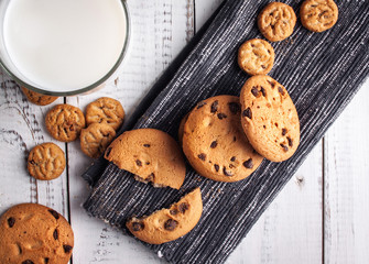 Chocolate chip cookies with milk 