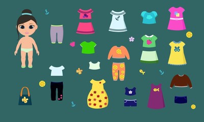 Paper doll with clothes for games