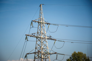 General view to high-voltage substation with switches and disconnectors