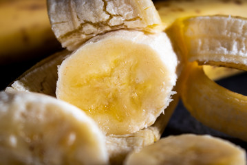 Peeled fresh banana fruit
