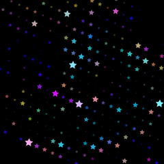 Bright neon pink, blue, purple stars on a dark background. Scalable vector graphics