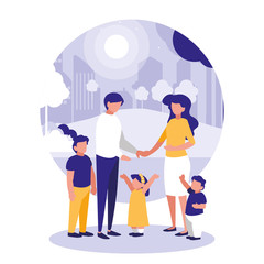 cute family in park scene natural