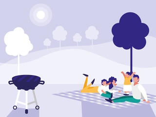 Obraz na płótnie Canvas cute family in park with picnic