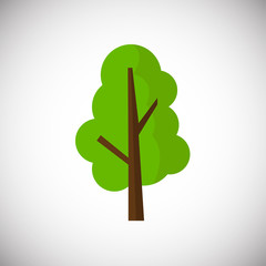 Green flat tree on white background icon - 231898432