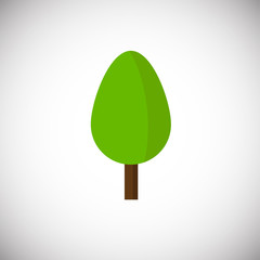 Green flat tree on white background icon