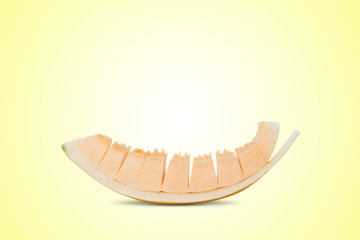 cantaloupe melon slices, isolated on white background
