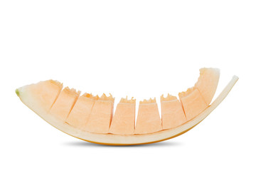 cantaloupe melon slices, isolated on white background