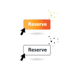 Reserve Icon with Hand, black and white button. Reservation concept on mobile.