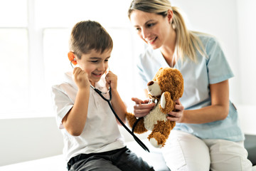 A cute Child Patient Visiting Doctor's Office