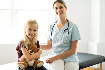 A cute Child Patient Visiting Doctor's Office