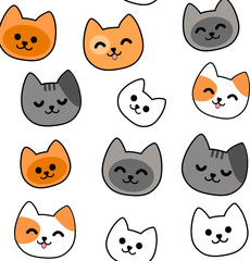 Cute Cat Faces Seamless Repeating Pattern