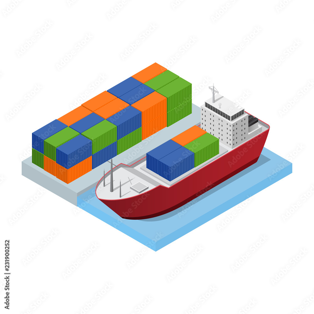 Aufkleber logistic service business concept isometric view. vector