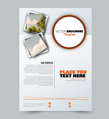 Flyer template. Design for a business, education, advertisement brochure, poster or pamphlet. Vector illustration. Orange color.