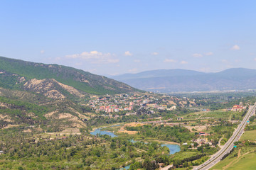 Fototapeta na wymiar Aerial view on old town Mtskheta in Georgia