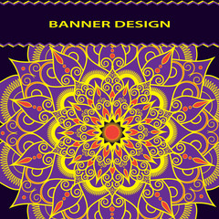 Bright vintage circular ornament in oriental style. Vector illustration.