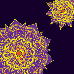 Bright vintage circular ornament in oriental style. Vector illustration.