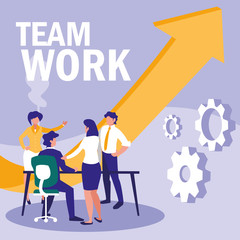 group of business people with gears