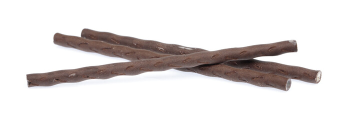 chocolate of cracker sticks isolated on white background
