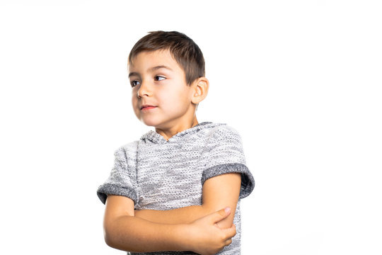 4 Years Old Boy On Studio White Background