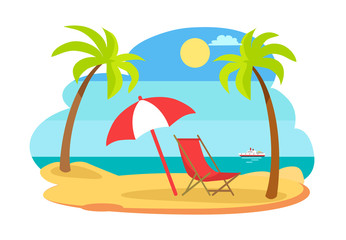 Fototapeta na wymiar Seaside Seashore Sunny Beach Vector Illustration