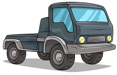 Cartoon delivery onboard cargo truck vector icon