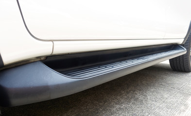 Close up of side step vehicle , pickup truck