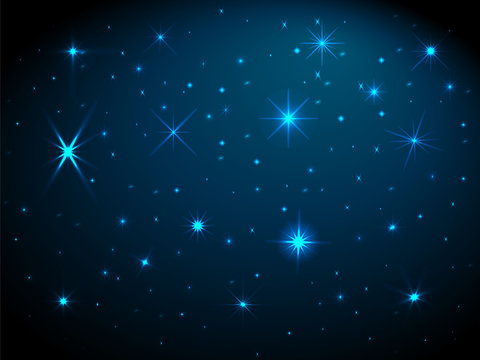 leuchtende Sterne auf blauem Nachthimmel