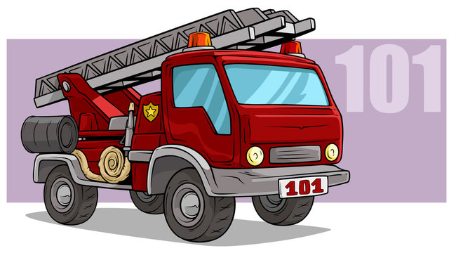 Cartoon emergency rescue fire department truck