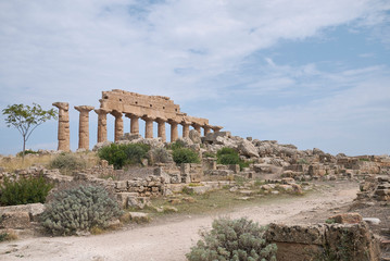 Selinunte, Italy - September 02, 2018: View of the temple of Apollo (Temple C)