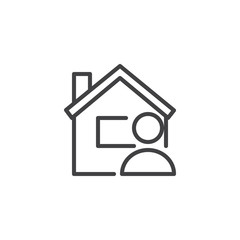 User home page outline icon. linear style sign for mobile concept and web design. Man avatar and home simple line vector icon. Symbol, logo illustration. Pixel perfect vector graphics