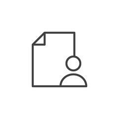 User file outline icon. linear style sign for mobile concept and web design. Person document simple line vector icon. Symbol, logo illustration. Pixel perfect vector graphics