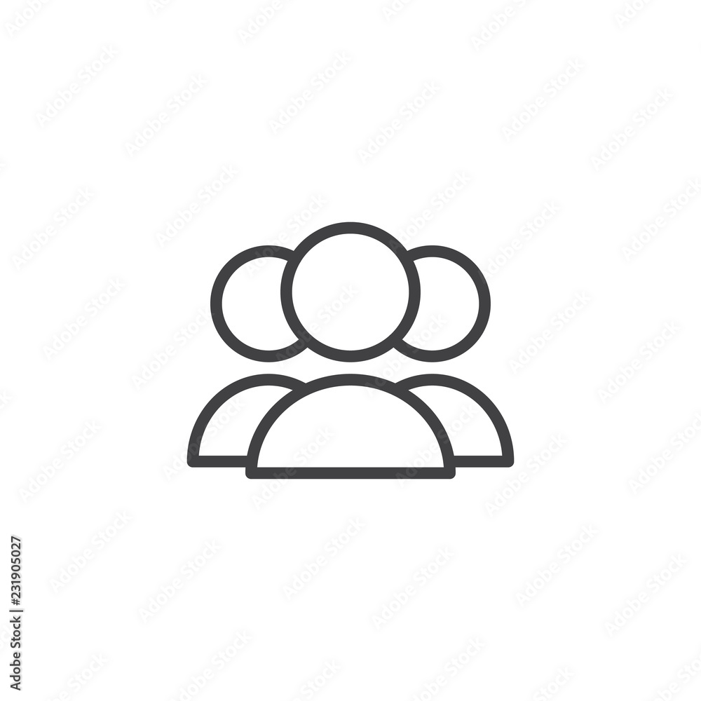 Poster people group outline icon. linear style sign for mobile concept and web design. three user avatar si