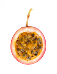 Slice of Passion fruit isolated on the white background.