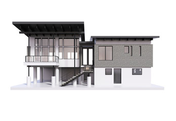 3d rendering modern house isolated on a white background.