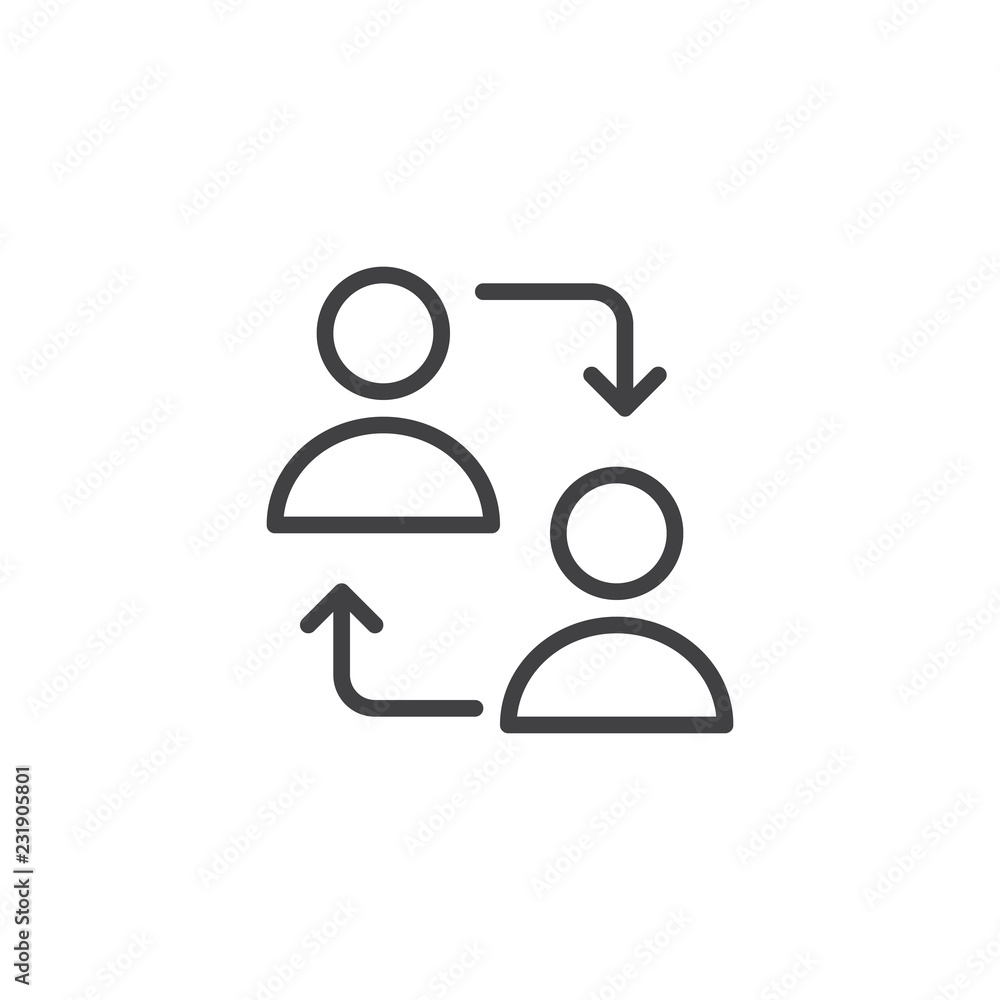 Poster user switch outline icon. linear style sign for mobile concept and web design. people with exchange 