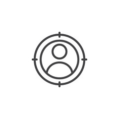 User Target outline icon. linear style sign for mobile concept and web design. Target person simple line vector icon. Symbol, logo illustration. Pixel perfect vector graphics