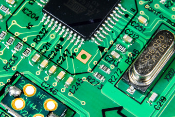Microchip with other electrical component in macro photography mode