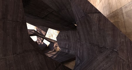 Abstract white and concrete interior. 3D illustration and rendering.