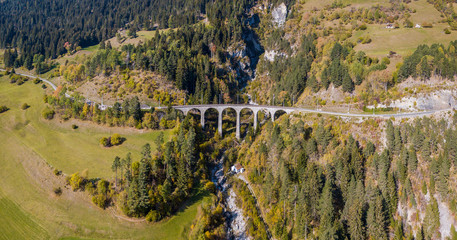 Landwasser Viaduct, Filisur, Graubunden, Switzerland, panoramic view