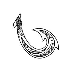 Hand drawn hawaiian fish hook logo design inspiration - obrazy, fototapety, plakaty