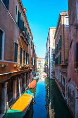 Europe. Venice. Italy. Beautiful medieval street and canal