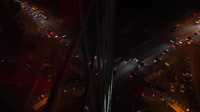 Night City Traffic Reflection in Office Windows