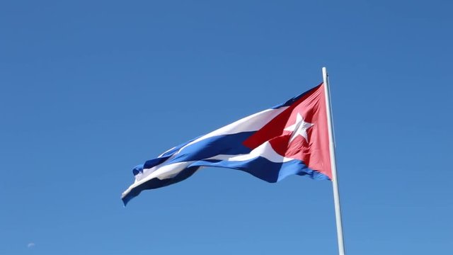 Santiago de Cuba / Cuba - October 31: 2018.  Falg of Cuba Santiago de Cuba, Cuba