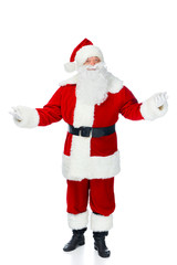 santa claus with shrug gesture isolated on white