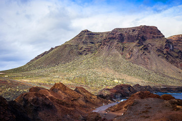 View of the Los Gigantes cliffs from Punta de Teno, Tenerife, Canary Islands, Spain