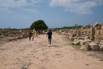 Selinunte, Italy - September 02, 2018: Tourists at selinunte archaeological park