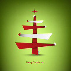 Christmas card with abstract tree in red white design