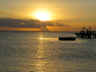 Fototapeta na wymiar La Romana, Dominican Republic - sunset in the beach of a typical tropical island of the caribbean