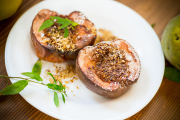 sweet ripe quince baked with walnuts and honey