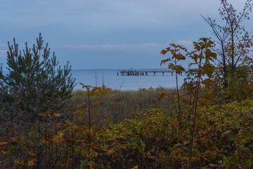 sunset nature scene baltic sea strand an der ostsee bei boltenhagen in germany nach sonnenuntergang